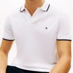 TOMMY HILFIGER MEN'S 1985 REGULAR FIT TIPPED PIQUE POLO SHIRT WHITE