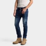 DSQUARED2 MEN'S MEDIUM RED SPOT WASH BIKER JEANS BLUE