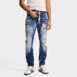 DSQUARED2 MEN'S MEDIUM WASH SKATER JEANS BLUE
