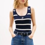 TOMMY HILFIGER WOMAN CO FULL NEEDLE TANK BIG STP DARK NIGHT/IVORY PETAL