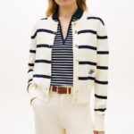 TOMMY HILFIGER PREMIUM KNIT GOLD-TONE BUTTON CARDIGAN BIG STP CALICO/ DARK NAVY - Image 3