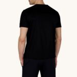 PAUL&SHARK MEN DOUBLE MERCERISED COTTON JERSEY V-NECK T-SHIRT BLACK - Image 3
