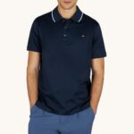 PAUL&SHARK MEN'S POLO SHIRT IN AQUA TOUCH COTTON NAVY BLUE