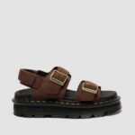 DR MARTENS ZEBZAG NUBUCK PLATFORM SANDALS SEPIA BROWN