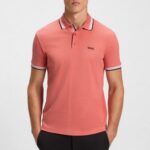 BOSS MAN PADDY POLO SHIRT IN COTTON PIQUE OPEN RED