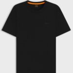BOSS MEN'S SLUB-COTTON T-SHIRT WITH LOGO DETAIL BLACK - Image 3