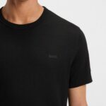 BOSS MEN'S SLUB-COTTON T-SHIRT WITH LOGO DETAIL BLACK - Image 4
