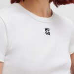 HUGO WOMAN  DELANOR CROPPED T-SHIRT WHITE - Image 3