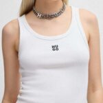 HUGO WOMEN'S DATAMIA WOMAN'S SPORT SHIRT SLEEVELESS WHITE - Image 3