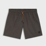 BOSS MICRO-PRINT SWIM SHORTS WITH LOGO BAGDE BLACK - Image 4