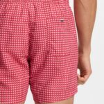 BOSS MICRO-PRINT SWIM SHORTS WITH LOGO BAGDE DARK RED - Image 2
