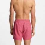 BOSS MICRO-PRINT SWIM SHORTS WITH LOGO BAGDE DARK RED - Image 4