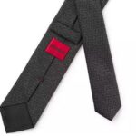 HUGO MEN'S SILK TIE WITH DESIGNS IN BLACK - Image 2