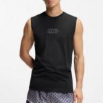 HUGO MEN'S HUGO LOGO-PRINT TANK TOP IN COTTON JERSEY BLACK