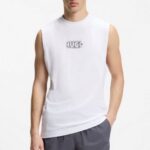 HUGO MEN'S HUGO LOGO-PRINT TANK TOP IN COTTON JERSEY NATURAL