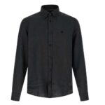 BOSS MEN'S LINEN SHIRT H-LIAM REGULAR FIT BLACK