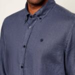 BOSS MEN'S LINEN SHIRT H-LIAM REGULAR FIT NAVY BLUE - Image 3