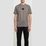 HUGO MEN'S COTTON-JERSEY T-SHIRT WITH TORTOISESHELL LOGO PATCH LIGHT PASTEL BROWN - Image 3