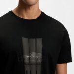 BOSS PORSCHE X BOSS MERCERISED-COTTON T-SHIRT WITH REFLECTIVE GRAPHICS BLACK - Image 3