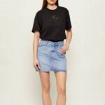 HUGO WOMAN T-SHIRT VINTAGE WITH PRINTED LOGO HUGO BLACK - Image 3