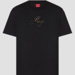 HUGO WOMAN T-SHIRT VINTAGE WITH PRINTED LOGO HUGO BLACK