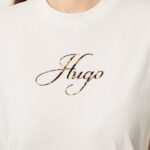 HUGO WOMAN T-SHIRT VINTAGE WITH PRINTED LOGO HUGO NATURAL - Image 3