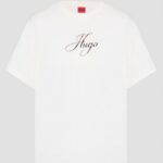HUGO WOMAN T-SHIRT VINTAGE WITH PRINTED LOGO HUGO NATURAL - Image 4