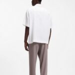 HUGO MEN'S OVERSIZED-FIT SHIRT WITH STACKED-LOGO TRIM NATURAL - Image 2