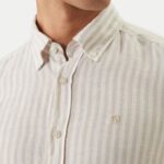 BOSS MEN'S REGULAR- FIT SHIRT IN STRIPED LINEN OPEN BEIGE - Image 3