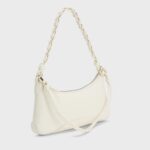 HUGO FAUX LEATHER SHOULDER BAG WITH TWO STRAPS OPEN WHITE