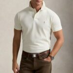POLO RALPH LAUREN CUSTOM SLIM FIT BASIC MESH POLO CREAM