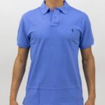 POLO RALPH LAUREN MEN'S SLIM FIT LOGO POLO SHIRT BLUE