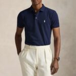 POLO RALPH LAUREN CUSTOM SLIM FIT STRETCH MESH POLO SHIRT NAVY SMOKE