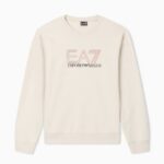 EMPORIO ARMANI EA7 MEN VISIBILITY COTTON ZIP-UP SWEATSHIRT WITH EA7 LOGO BEIGE