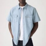LEVI'S®SHORT SLEEVE RELAXED FIT WESTERN SHIRT NEW HYDE CHAMBRAY  BLUE