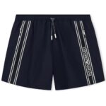 EMPORIO ARMANI MEN'S SWIM SHORTS WITH LOGO TAPE NAVY BLUE