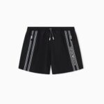 EMPORIO ARMANI MEN'S SWIM SHORTS WITH LOGO TAPE BLACK