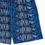 EMPORIO ARMANI MEN'S SWIM SHORTS WITH ALL-OVER LOGO ARMANI BLUE - Image 3