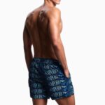 EMPORIO ARMANI MEN'S SWIM SHORTS WITH ALL-OVER LOGO ARMANI BLUE - Image 2