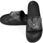EMPORIO ARMANI MEN'S SCARPE BEACHWEAR BLACK + WHISPER WHITE - Image 3