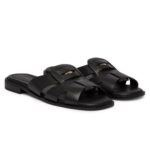 TOMMY HILFIGER SLIPPERS LEATHER CREST SQUARE TOE SANDALS