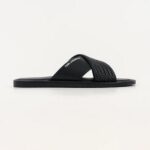 KARL LAGERFELD MEN KASTOR IV KROSS STRAP SANDAL BLACK LEATHER - Image 2