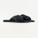 KARL LAGERFELD MEN KASTOR IV KROSS STRAP SANDAL BLACK LEATHER - Image 3