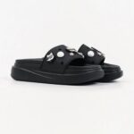 KARL LAGERFELD WOMAN'S KONDOMINIUM II CHARMS SLIDE BLACK RUBBER WITH SILVER