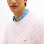 TOMMY HILFIGER MEN'S CLASSIC COTTON CABLE CREW NECK PINK LILY - Image 2