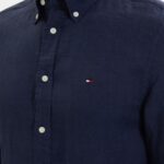 TOMMY HILFIGER MEN'S LINEN SHIRT REGULAR FIT CARBON NAVY - Image 4