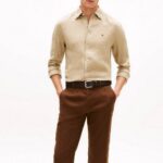 TOMMY HILFIGER MEN'S LINEN SHIRT REGULAR FIT SANDALWOOD - Image 4