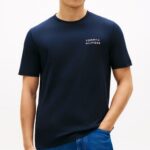 TOMMY HILFIGER MEN'S LOGO EMBROIDERY JERSEY CREW NECK T-SHIRT DESERT SKY