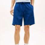 TOMMY HILFIGER DOVER LINEN BLEND 8 INSEAM CHINO SHORTS BLUE JEAN