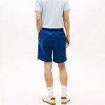 TOMMY HILFIGER DOVER LINEN BLEND 8 INSEAM CHINO SHORTS BLUE JEAN - Image 3